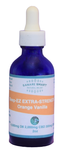 2oz Sleep-EZ EXTRA STRENGTH D8/CBD/CBN 4,000mg/2,000mg/300mg Tincture Orange/Vanilla