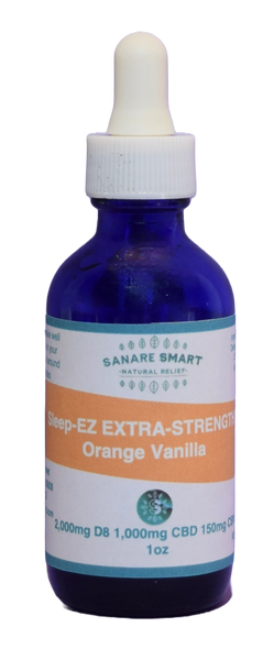 1oz Sleep-EZ EXTRA STRENGTH D8/CBD/CBN 2,000mg/1,000mg/150mg Tincture Orange/Vanilla