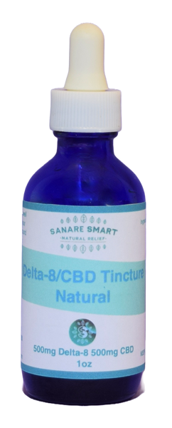 1oz 1:1 CBD Delta-8 Full Spectrum Tincture 500mg CBD 500mg Delta-8 California Natural