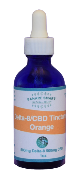 1oz 1:1 CBD Delta-8 Full Spectrum Tincture 500mg CBD 500mg Delta-8 California Orange